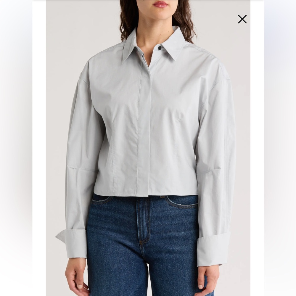 Rag & Bone Becca Poplin Button Down Shirt Gray Size Medium Long Sleeve - Picture 3 of 16